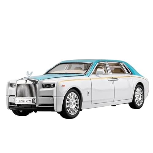 WHYMIRRJ Diecast 1:24 für Rolls Royce Phantom Alloy Auto Modelle Maßstab Druckguss Fahrzeuge Erwachsene Modellautos Auto Modell Dekorationen Vorgefertigte Fahrzeuge Modell (Weiß Blau) von WHYMIRRJ