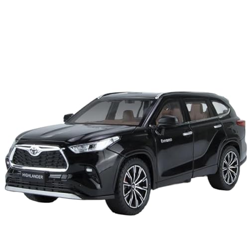 WHYMIRRJ Diecast 1:24 für Toyota Highlander, Druckguss, Legierung, Auto-Modelle, öffnende Türen, Sammlermodell, dekorative Souvenirs, vorgefertigte Fahrzeuge, Modell (schwarz) von WHYMIRRJ
