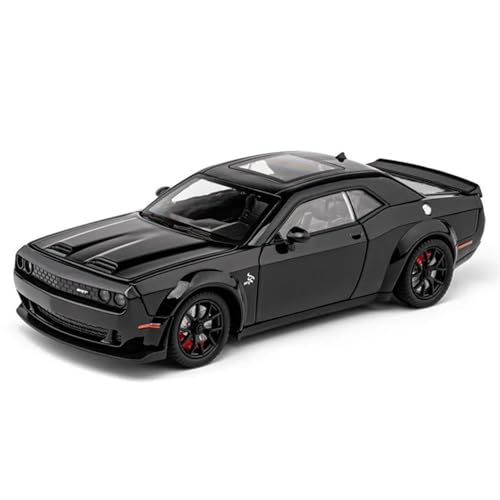 WHYMIRRJ Diecast 1:32 für Challenger Hellcat Druckguss-Metalllegierung, Autos zurückziehen, Maßstab, Modellbausätze mit Sound und Licht (schwarz) von WHYMIRRJ