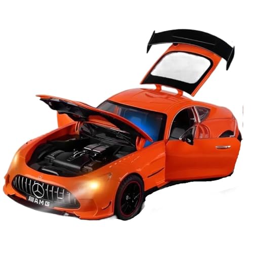 WHYMIRRJ Druckguss 1/18 für Benz AMG GT Druckguss-Automodellen, offene Türen, realistische Automodelle, dekorative Souvenirs, vorgefertigte Fahrzeuge, Modell (Orange) von WHYMIRRJ