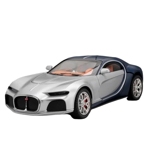 WHYMIRRJ Druckguss 1/24 für Bugatti, Legierung, Sportwagen-Modelle, Legierung, Druckguss, Modellfahrzeug mit Lichtton, Sammlerstück, Metallornamente (Silberblau) von WHYMIRRJ
