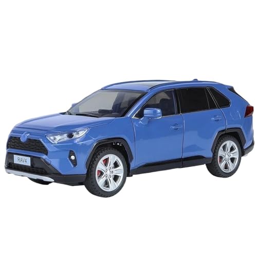 WHYMIRRJ Druckguss 1/24 für Toyota RAV4 Legierung Druckguss-Auto-Modelle mit Rückzieh-Sound und Licht, Sammlerstück, Modellbausätze (blau) von WHYMIRRJ