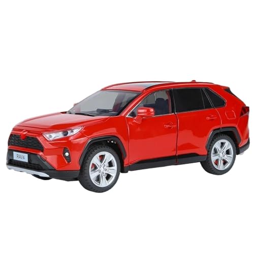 WHYMIRRJ Druckguss 1/24 für Toyota RAV4 Legierung Druckguss-Auto-Modelle mit Rückzieh-Sound und Licht, Sammlerstück, Modellbausätze (rot) von WHYMIRRJ