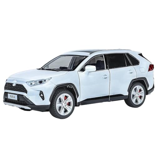 WHYMIRRJ Druckguss 1/24 für Toyota RAV4 Legierung Druckguss-Auto-Modelle mit Rückzieh-Sound und Licht, Sammlerstück, Modellbausätze (weiß) von WHYMIRRJ