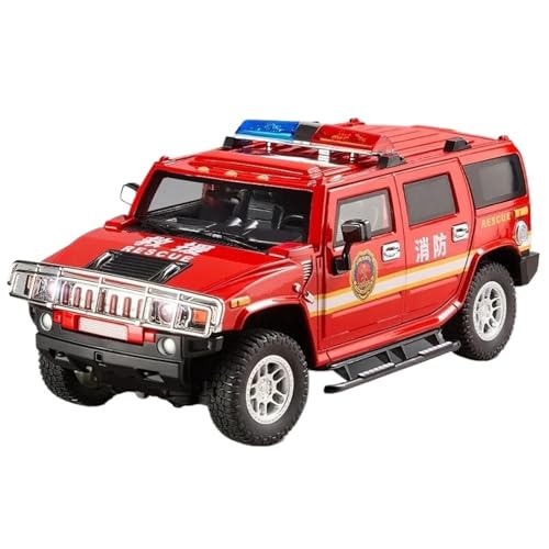 WHYMIRRJ Druckguss 1:18 für Hummer H2 Polizei, Offroad-Fahrzeug, SUV, offene Türen, Sammlerstück, Metall, Souvenirs, vorgefertigte Fahrzeuge, Modell (rot) von WHYMIRRJ