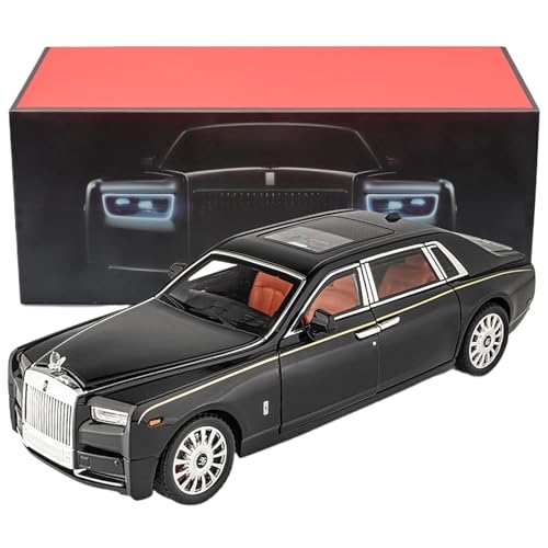 WHYMIRRJ Druckguss 1:18 für Rolls-Royce Phantom Modellauto, Zinklegierung, Druckguss, Rückziehfunktion, mit Sound und Licht, Rückziehmodelle (schwarz) von WHYMIRRJ