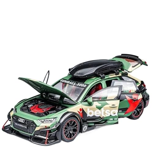 WHYMIRRJ Druckguss 1:24 für Audi RS6 Druckguss-Modellauto, öffnende Tür, Maßstab, Modellbausatz zum Sammeln, Metall-Auto-Dekorationen (grün) von WHYMIRRJ