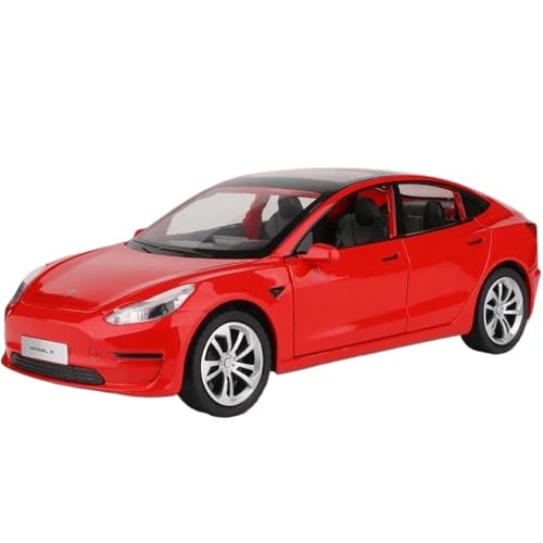 WHYMIRRJ Druckguss 1:24 für Teslas Model Y Model 3 Legierung Auto Modelle Simulation Maßstab Fahrzeug Modellbausätze Display mit Ladestapel Geschenk (Modell 3 Rot) von WHYMIRRJ