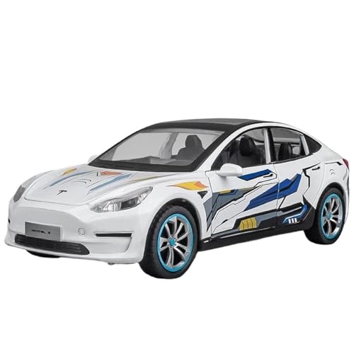WHYMIRRJ Druckguss 1:24 für Teslas Model Y Model 3 Legierung Auto Modelle Simulation Maßstab Fahrzeug Modellbausätze Display mit Ladestapel Geschenk (Modell 3 Weiß 1) von WHYMIRRJ