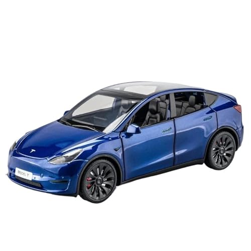 WHYMIRRJ Druckguss 1:24 für Teslas Model Y Model 3 Legierung Auto Modelle Simulation Maßstab Fahrzeug Modellbausätze Display mit Ladestapel Geschenk (Modell Y Blau) von WHYMIRRJ