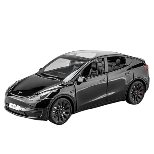 WHYMIRRJ Druckguss 1:24 für Teslas Model Y Model 3 Legierung Auto Modelle Simulation Maßstab Fahrzeug Modellbausätze Display mit Ladestapel Geschenk (Modell Y Schwarz) von WHYMIRRJ