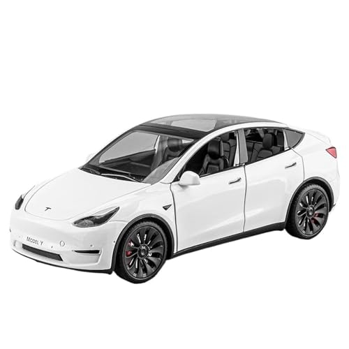 WHYMIRRJ Druckguss 1:24 für Teslas Model Y Model 3 Legierung Auto Modelle Simulation Maßstab Fahrzeug Modellbausätze Display mit Ladestapel Geschenk (Modell Y Weiß) von WHYMIRRJ