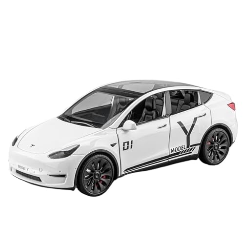 WHYMIRRJ Druckguss 1:24 für Teslas Model Y Model 3 Legierung Auto Modelle Simulation Maßstab Fahrzeug Modellbausätze Display mit Ladestapel Geschenk (Modell Y Weiß 1) von WHYMIRRJ