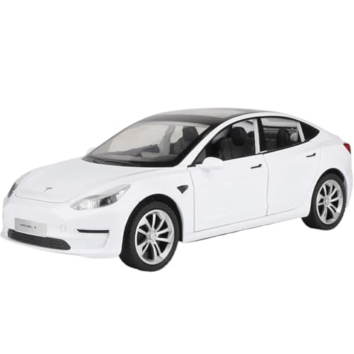 WHYMIRRJ Druckguss 1:24 für Teslas Model Y Model 3 Legierung Auto Modelle Simulation Maßstab Fahrzeug Modellbausätze Display mit Ladestapel vorhanden (Modell 3 weiß) von WHYMIRRJ