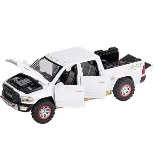 WHYMIRRJ 1:32 Für RAM Pickup Truck Legierungsmodell Mit Sound, Licht Und Rückfederung Action Scale Modellbausatz Legierungsautomodell(White) von WHYMIRRJ