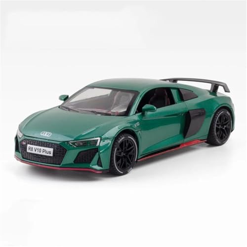 WHYMIRRJ Maßstab 1:24 für Audi R8 V10 PLUS Druckguss-Auto-Modelle, öffnende Türen, Maßstab, Modellbausätze, dekorative Souvenirs, vorgefertigte Fahrzeuge, Modell (grün) von WHYMIRRJ