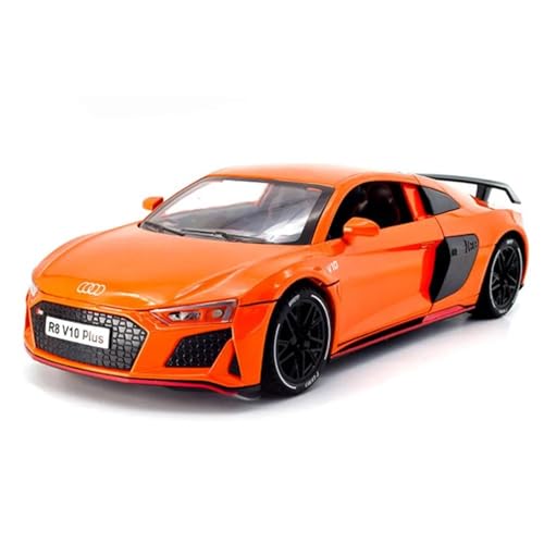 WHYMIRRJ Maßstab 1:24 für Audi R8 V10 PLUS Druckguss-Auto-Modelle, öffnende Türen, Maßstab, Modellbausätze, dekorative Souvenirs, vorgefertigte Fahrzeuge, Modell (orange) von WHYMIRRJ