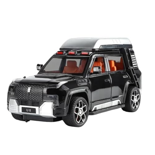 WHYMIRRJ Maßstab 1:24 für BYD Blick auf U8 Maßstab Legierung Auto Modelle Fahrzeug Modell Display Simulation Sammlung Ornamente Vorgefertigte Fahrzeuge Modell (Schwarz) von WHYMIRRJ
