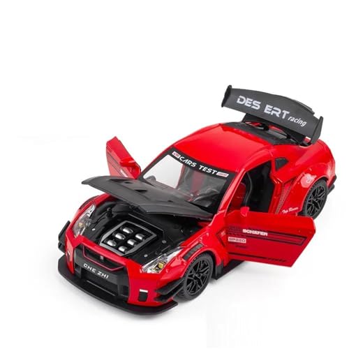 WHYMIRRJ Maßstab 1:24 für Nissan GTR, Legierung, Auto-Modelle, zu öffnende Türen, Metallfahrzeug, Simulationssammlung, Ornamente, vorgefertigte Fahrzeuge, Modell (rot) von WHYMIRRJ