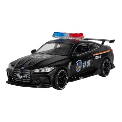 WHYMIRRJ Maßstab 1:32 für BMW M8 M4 Polizeiauto Legierung Auto Modelle Sammlerstück Metall Fahrzeug Ornamente Dekorative Souvenirs Vorgefertigte Fahrzeuge Modell (M4 Schwarz) von WHYMIRRJ