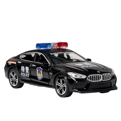 WHYMIRRJ Maßstab 1:32 für BMW M8 M4 Polizeiauto Legierung Auto Modelle Sammlerstück Metall Fahrzeug Ornamente Dekorative Souvenirs Vorgefertigte Fahrzeuge Modell (M8 Schwarz) von WHYMIRRJ