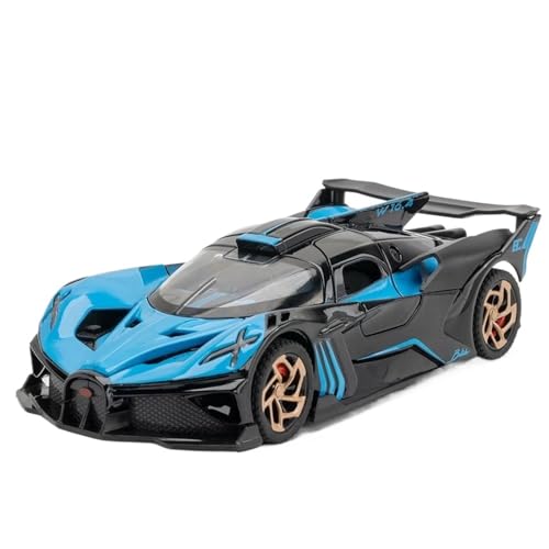 WHYMIRRJ Maßstab 1:32 für Bugatti Bolide Supercar Modelle aus Legierung, offene Türen, realistische Automodelle, dekorative Souvenirs, vorgefertigte Fahrzeuge, Modell (blau) von WHYMIRRJ