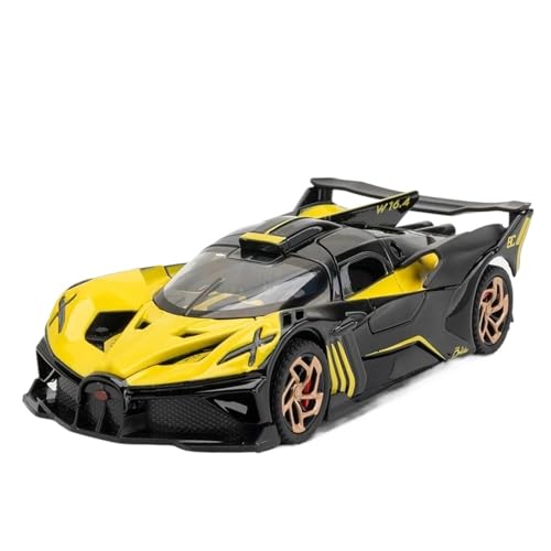 WHYMIRRJ Maßstab 1:32 für Bugatti Bolide Supercar Modelle aus Legierung, offene Türen, realistische Automodelle, dekorative Souvenirs, vorgefertigte Fahrzeuge, Modell (gelb) von WHYMIRRJ