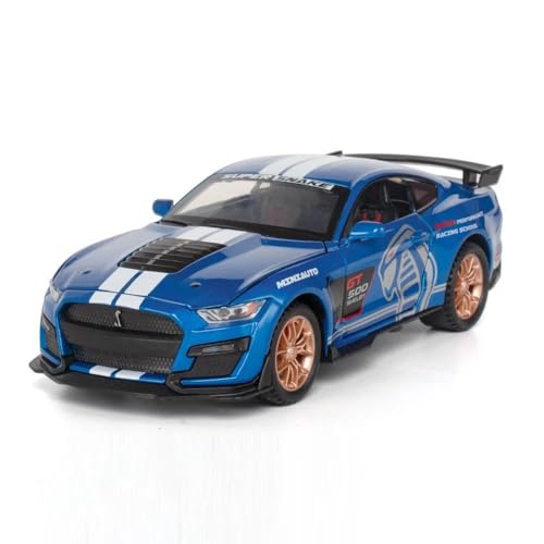 WHYMIRRJ Maßstab 1:32 für Ford Mustang Shelby GT500 Alu-Automodelle, öffnende Türen, realistische Fahrzeugmodelle, dekorative Souvenirs, vorgefertigte Fahrzeuge, Modell (blau) von WHYMIRRJ