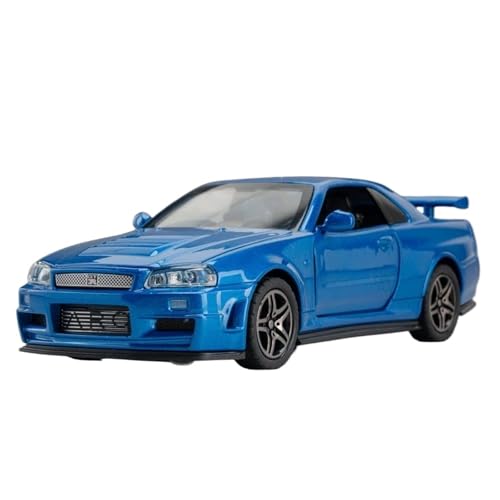 WHYMIRRJ Druckguss 1:32 Für Nissan GTR R34 Maßstab Legierung Automodelle Sammler Metall Fahrzeug Ornamente Dekorative Souvenirs(Blue) von WHYMIRRJ