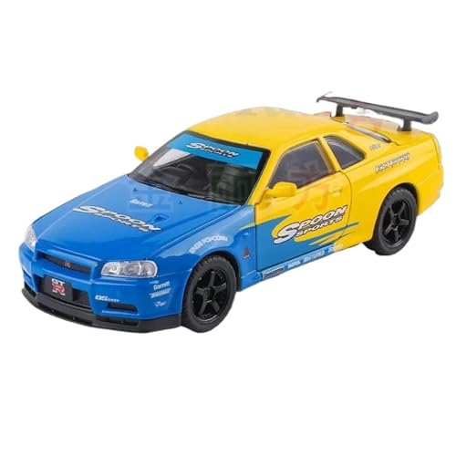 WHYMIRRJ Maßstab 1:32 für Nissan GTR Skying Druckguss Legierung Auto Modelle Maßstab Modellbausätze Fahrzeugmodell-Display Sammlerstück vorgefertigte Fahrzeuge Modell (blau) von WHYMIRRJ