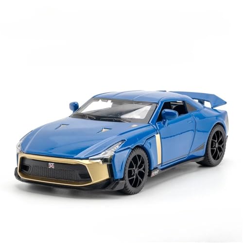WHYMIRRJ Maßstab 1:32 für Nissan GTR50 Supercar Druckguss-Auto-Modelle, offene Türen, Maßstab, Modellbausätze, dekorative Souvenirs, vorgefertigte Fahrzeuge, Modell (blau) von WHYMIRRJ
