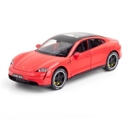 WHYMIRRJ Maßstab 1:32 für Porsche Taycan Supercar-Modelle aus Legierung, offene Türen, realistische Automodelle, dekorative Souvenirs, vorgefertigte Fahrzeuge, Modell (rot) von WHYMIRRJ