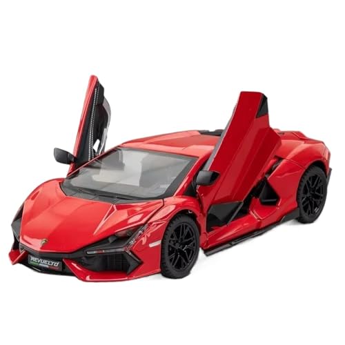 WHYMIRRJ Maßstabsmodell 1:24 für Lamborghini Revuelto Sprüh-Automodelle aus Legierung, öffnende Türen, Metallfahrzeug, Simulationssammlung, Ornamente, vorgefertigte Fahrzeuge, Modell 1901–390, Rot von WHYMIRRJ