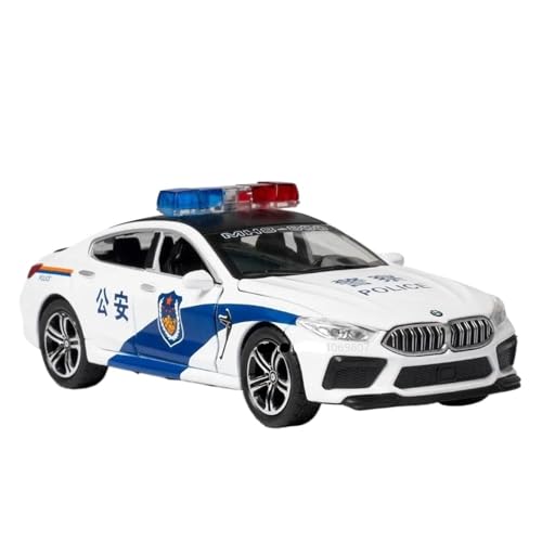 WHYMIRRJ Maßstabsmodell 1:32 für BMW M8 M4 Polizeiauto Legierung Auto Modelle Sammlerstück Metall Fahrzeug Ornamente Dekorative Souvenirs Vorgefertigte Fahrzeuge Modell (M8 Weiß) von WHYMIRRJ
