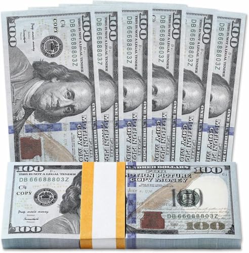 Prop Money, 150 Stück Fake Geld, Spielgeld Kinder, 100 Dollar Scheine, Falschgeld Scheine für sfeiern, Spielzeuggeld, Film-Requisiten-Münzen von WHZHSTAR
