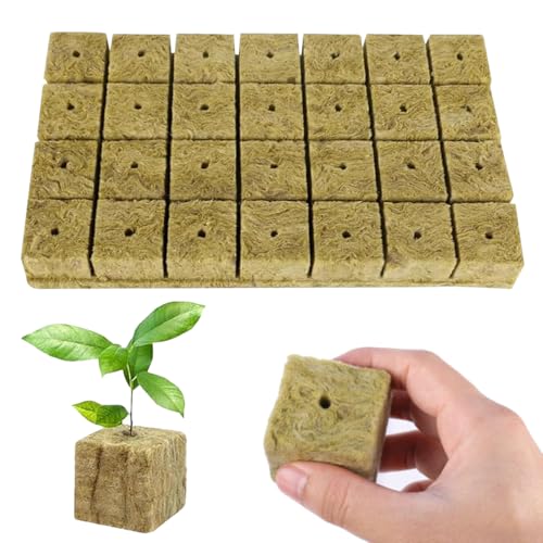 Steinwolle Anzucht 28 Würfel - Steinwolle Cube 4x4x4cm - Anzuchtwürfel, Steinwolle Würfel, Rockwool, Hydrokultur-Systeme für Setzlinge/Klonpflanzen/Schulprojekte, Bodenlose Anzucht von WHZHSTAR
