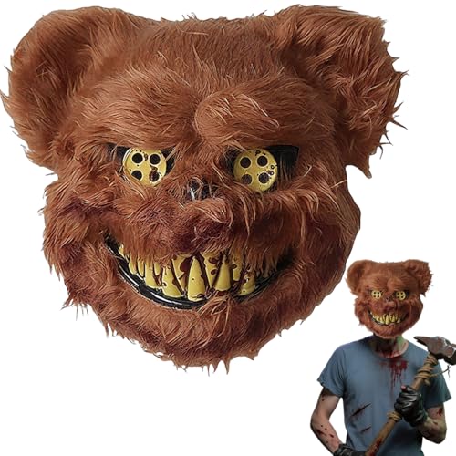 WHZHSTAR Halloween Maske Horror Bärenmaske – Gruselige Vollgesichtsmaske für Kinder & Erwachsene, Halloween Horror Bear Mask mit klarem Sichtfeld & hohem für Halloween Kostüm & Karneval von WHZHSTAR