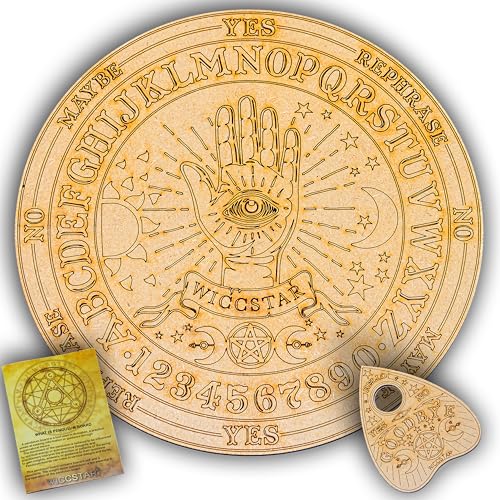 WICCSTAR Graviertes Pendelbrett aus Holz für Weissagungspraktiken und Ouija-Brett spirituelle Sitzungen 20 cm Premium-Qualität Hexerei Zubehör Ergänzung zu Ihrem Hexendekor von WICCSTAR