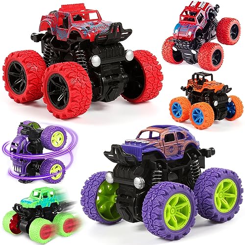 WIDEBG Monster Truck Spielzeug Geländewagen Spielzeugauto Kinder Rennwagen Auto Spielzeug Monstertruck Spielzeugautos Zurückziehen Kindergeburtstag Geschenk 2 Stück von WIDEBG
