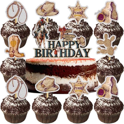 WIDEBG Tortendeko Cowboy Cupcake Topper Kindergeburtstag Kuchen Deko Western Cowboy Kuchen Dekoration Pferde Happy Birthday Cake Topper Western Geburtstagsparty Zubehör 19 Stück WIDEBG Tortendeko Cowboy Cupcake Topper Kindergeburtstag Kuchen Deko Western Cowboy Kuchen Dekoration Pferde Happy Birthday Cake Topper Western Geburtstagsparty Zubehör 19 Stück von WIDEBG