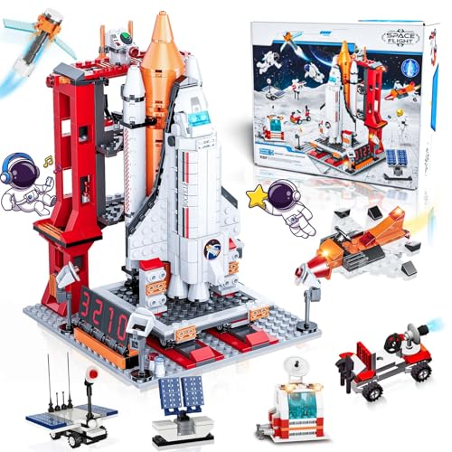 Space Shuttle Bauspielzeug, 855 Stücke Raumschiff-Bauset City Space Rakete Schiff Spielzeug mit Launch Control Center, STEM-Astronaut-Rollenspiel für Kinder im Alter von 6 8 9 10 11 12+ Jungen Mädchen von WIDELAND