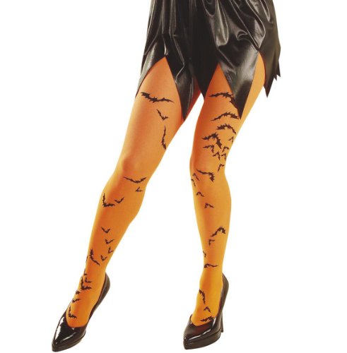 WIDMANN 4788N, Strumpfhose orange neon mit Fledermäusen, Halloween, Einheitsgröße Erwachsene WIDMANN 4788N, Strumpfhose orange neon mit Fledermäusen, Halloween, Einheitsgröße Erwachsene von WIDMANN MILANO PARTY FASHION