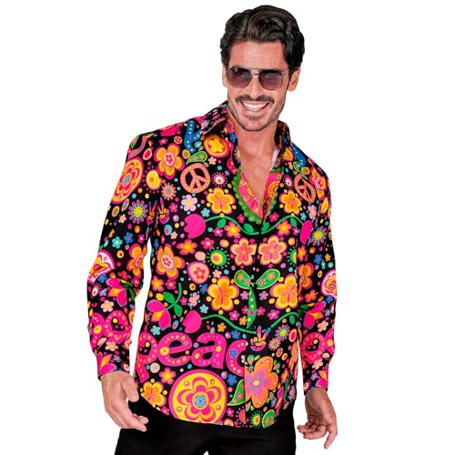 WIDMANN MILANO PARTY FASHION - Party Fashion Hemd, Hippie Muster, Neon, Herrenhemd, Flower Power, Peace, Showmen von WIDMANN MILANO PARTY FASHION