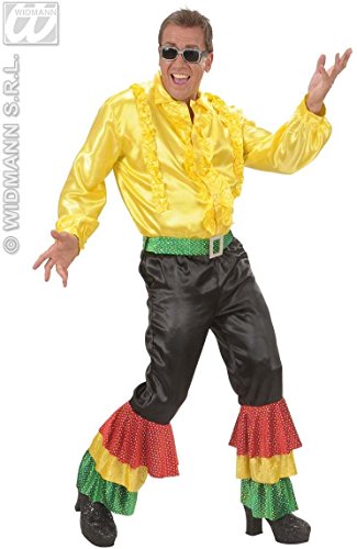 WIDMANN MILANO PARTY FASHION Satinhose schwarz mit 3 Col Pailletten Gürtel Herren Kostüm Groß für 70er Jahre Travolta Night Fever Mottoparty Verkleidung von W WIDMANN MILANO Party Fashion