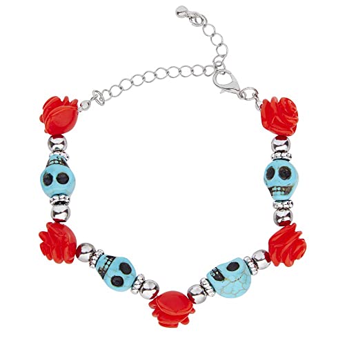 Widmann 03509 - Mit Perlen besetztes Armband mit Rose und Totenköpfen, Accessoire, Halloween, Karneval von WIDMANN MILANO PARTY FASHION