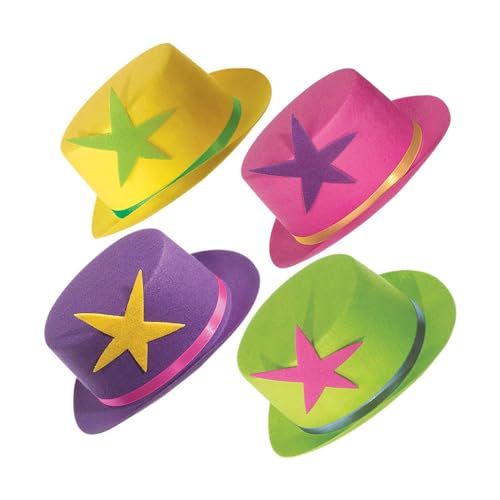 Widmann 2537L - Zylinderhut mit Stern, farbig sortiert, Hut, Kopfbedeckung, Accessoire, Clown, Karneval, Mottoparty von WIDMANN MILANO PARTY FASHION
