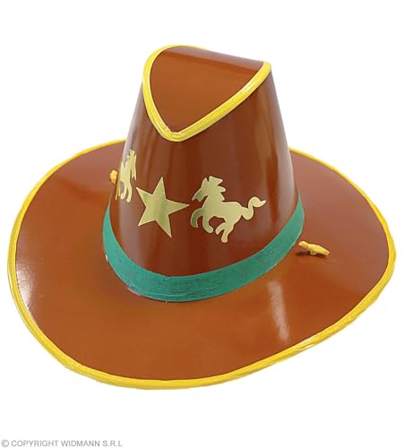 Widmann 3093W - Papp-Hut Cowboy für Kinder, brauner Hut bedruckt mit 2 Pferden und einem Stern, grüne und gelbe Verzierungen, Accessoire, Wilder Westen, Sheriff, Karneval Widmann 3093W - Papp-Hut Cowboy für Kinder, brauner Hut bedruckt mit 2 Pferden und einem Stern, grüne und gelbe Verzierungen, Accessoire, Wilder Westen, Sheriff, Karneval von WIDMANN MILANO PARTY FASHION