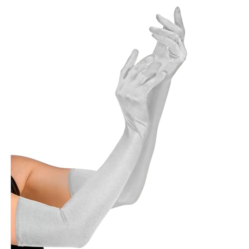 Widmann 34354 - Lange Handschuhe mit Elasthan-Anteil, Silber, 1 Paar, Länge 60 cm, Accessoire, 20er Jahre, Karneval, Mottoparty Widmann 34354 - Lange Handschuhe mit Elasthan-Anteil, Silber, 1 Paar, Länge 60 cm, Accessoire, 20er Jahre, Karneval, Mottoparty von WIDMANN MILANO PARTY FASHION