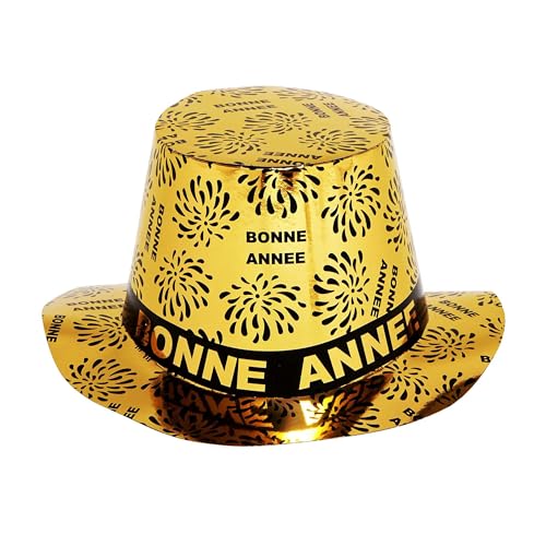 Widmann 7990Q - Partyhut Bonne Année Gold, französischer Text und Feuerwerk, Frohes neues Jahr, Papp Hut, Silvester, Neujahr, Jahreswechsel von W WIDMANN MILANO Party Fashion