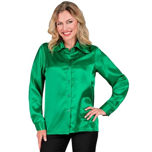 W WIDMANN MILANO Party Fashion - Satin Bluse für Damen, 70er Jahre Disco Fever, Retro Style, Schlagermove, Party Shirt, Damenhemd von W WIDMANN MILANO Party Fashion